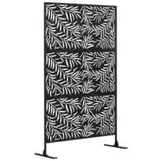 OUTSUNNY Privacy Screen Dělič Pokoje Se Vzorem Willow Leaf, 122X198Cm, Ocelově Černá, Pro Zahradu A Terasu 