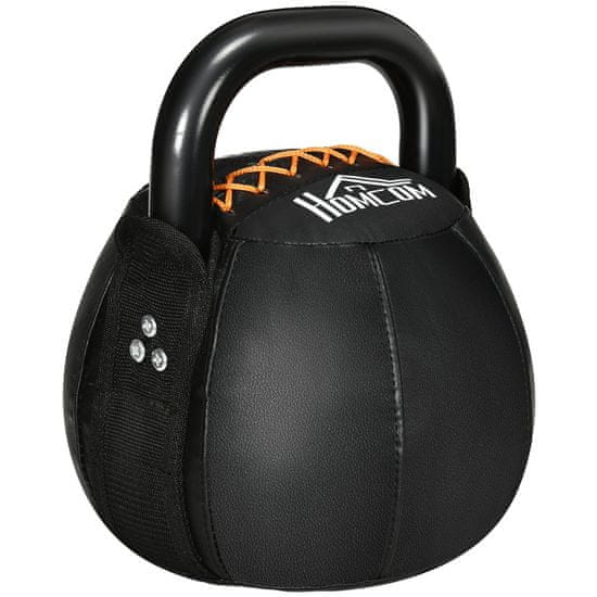 HOMCOM Kettlebell Kettlebell 8 Kg S Ocelovou Rukojetí Pro Silový Trénink, Vzpírání, Vytrvalost, Kabát Z Umělé Kůže Šetrný K Podlaze, Černý