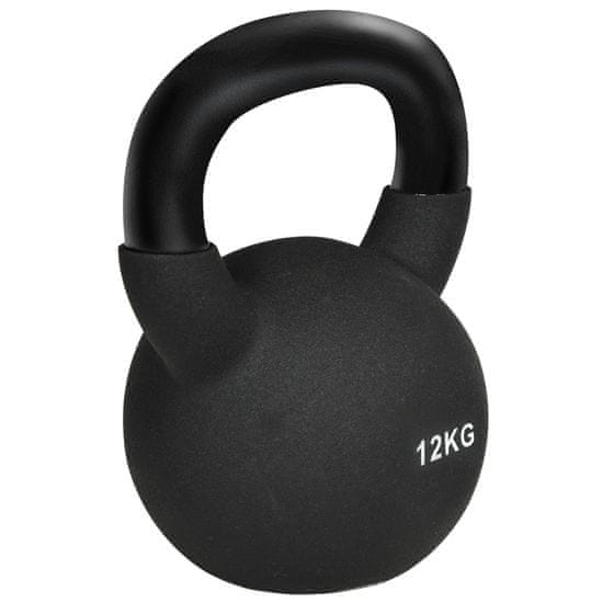 HOMCOM Kettlebell Litinový Neoprenový Povrch Houpací Činka Vhodná K Podlaze Černá 12 Kg