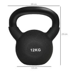 HOMCOM Kettlebell Litinový Neoprenový Povrch Houpací Činka Vhodná K Podlaze Černá 12 Kg 