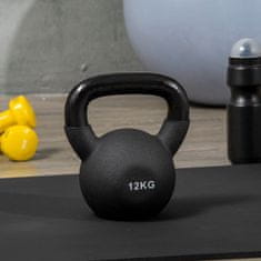 HOMCOM Kettlebell Litinový Neoprenový Povrch Houpací Činka Vhodná K Podlaze Černá 12 Kg 