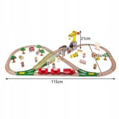 Kruzzel 22495 Dřevěná vláčkodráha na baterie 57 dílů, 320 cm