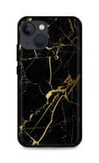 TopQ Kryt LUXURY iPhone 13 pevný Marble černo-zlatý 64756