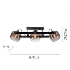 PAUL NEUHAUS JUST LIGHT stropní svítidlo černé 3 ramenné dřevo kouřové sklo nastavitelná výška LD 15755-18
