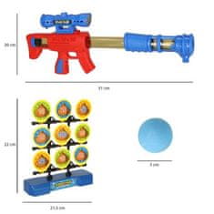 KIK Pištoľ s penovými loptičkami s pohyblivým terčom