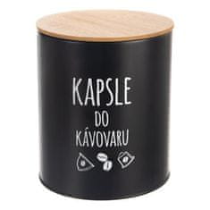 Orion 127563 Černá dóza na kávové kapsle 16 cm BLACK