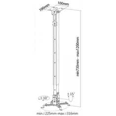 Reflecta TAPA 73-120cm stropní držák dataprojektoru bílý