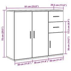 Vidaxl Příborník dub artisan 91 x 29,5 x 75 cm kompozitní dřevo