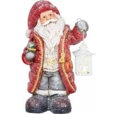 MAGIC HOME Santa s lucernou, LED, keramika, 2xAAA, 26x18x42 cm