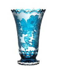 Bohemia Crystal Ručně broušená váza Peony Azur 305mm