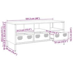 Vidaxl TV skříňka bílá 101,5 x 39 x 43,5 cm ocel válcovaná za studena