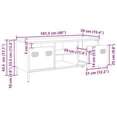 Vidaxl TV skříňka bílá 101,5 x 39 x 43,5 cm ocel válcovaná za studena