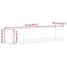 Vidaxl Nástěnné police 2 ks bílé 75 x 16,5 x 16,5 cm kompozitní dřevo