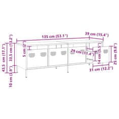 Vidaxl TV skříňka bílá 135 x 39 x 43,5 cm ocel válcovaná za studena