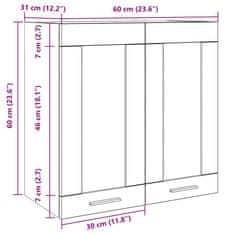 Vidaxl Kuchyňská nástěnná skříňka prosklená betonově šedá 60x31x60 cm