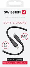 SWISSTEN datový kabel Soft Silicon USB-C / LIGHTNING 0,4 M černý 71506517