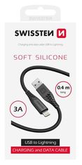 SWISSTEN datový kabel Soft Silicon USB-A / LIGHTNING 0,4 M černý 71506518