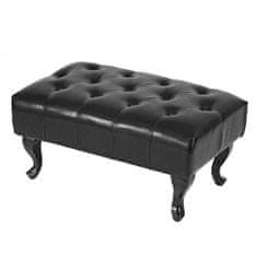 MCW Otoman Chesterfield, podnožka na nohy, imitace kůže 39x77x47cm ~ černá