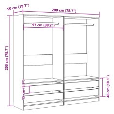Vidaxl Šatní skříň dub artisan 100 x 50 x 200 cm kompozitní dřevo