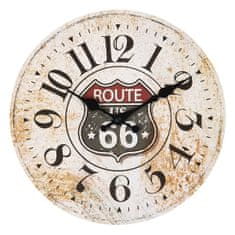 Clayre & Eef Nástěnné dřevěné hodiny Route 66 30 cm