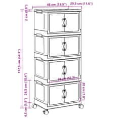 Vidaxl Stohovatelný úložný box na kolečkách 4-patrový 28 L