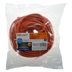 Solight  Prodlužovací kabel 230V/10A - 25m, 1 zásuvka, 3 x 1.5mm, IP20, oranžový