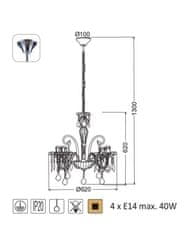 ACA  Závěsné svítidlo GIZA max. 4x40W/E14/230V/IP20