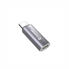 SWISSTEN nabíjecí adaptér Textile USB-C (samec) / LIGHTNING (samice) stříbrný 73501219