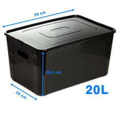 EDANTI Plastový Úložný Box S Víkem 39X26X20.5 Cm 20 L Nádoba Univerzální Kontejner Na Dokumenty, Hračky