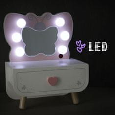 Mamabrum Dřevěný mini toaletní stolek s LED osvětlením - Butterfly