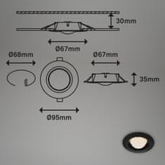 BRILONER BRILONER LED vestavná svítidla sada, pr.9,5 cm, 3x LED, 3 W, 260 lm, černá IP44 BRI 7056-035