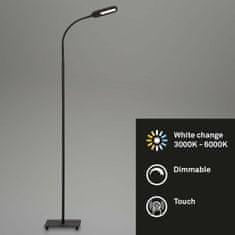 BRILONER BRILONER LED CCT stojací svítidlo s dotykovým vypínačem 128 cm 6,6W 600lm černá BRILO 1297-015