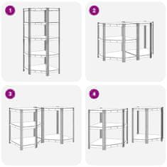 Vidaxl 5patrový rohový regál stříbrný ocel a kompozitní dřevo