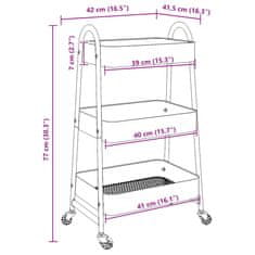 Vidaxl Úložný vozík 3-patrový bílý 42x41,5x77 cm ocel