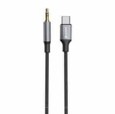 SWISSTEN audio adaptér Textile USB-C (samec) / 3,5 mm JACK (samec) 1,5M černý (nahrazuje 73501303) 73502309