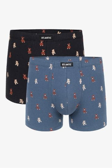 ATLANTIC Pánské boxerky 2MH-061 2-pack Tmavě modrá / Jeans vzor - Atlantic