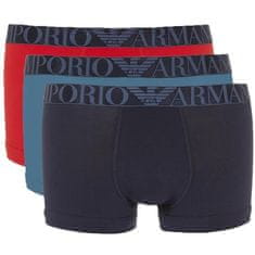 Emporio Armani Pánské boxerky 3Pack 111357 4R726 modré/červené/tm. modré - Emporio Armani 2XL