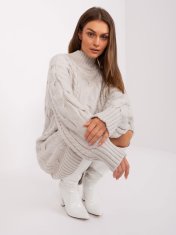 Fashionhunters Světle béžové oversize pletené šaty JEDNA VELIKOST