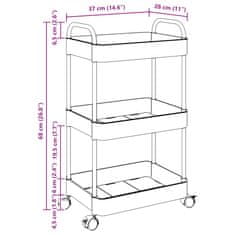 Vidaxl Úložný vozík 3-patrový průhledný 37x28x68 cm akryl