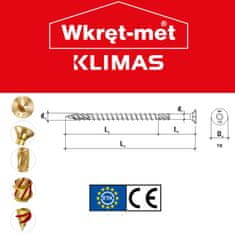 Wkret-Met 50x Vrut Tesařský do Dřeva se Zapuštěnou Hlavou TX10 3x30mm