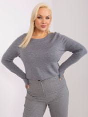 Fashionhunters Tmavě šedý klasický plus size svetr z viskózy XL / XXL