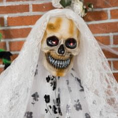 OUTSUNNY 175Cm Halloweenská Dekorace Ghost Bride Visící Kostra Lebka Eye Glow Se Speciálními Efekty A Zvukovou Funkcí V Životní Velikosti 