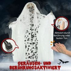 OUTSUNNY 175Cm Halloweenská Dekorace Ghost Bride Visící Kostra Lebka Eye Glow Se Speciálními Efekty A Zvukovou Funkcí V Životní Velikosti 