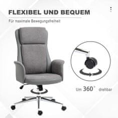 VINSETTO Kancelářská Židle Ergonomická Otočná Židle S Funkcí Kolébky, Otočná O 360°, Výškově Nastavitelná, Pu, Nosnost Až 120Kg, Šedá, 65X72X108-118Cm 