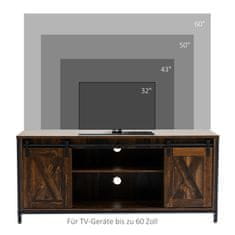 HOMCOM Tv Stolek Tv Skříňka Do 60 Palců, Tv Stolek V Industriálním Designu, S Poličkou, Dřevotříska, Hnědá + Černá, 120X40X54Cm 