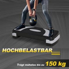 HOMCOM Nástupní Prkno Aerobic Stepper Výškově Nastavitelné Se 3 Úrovněmi (10/15/20 Cm), Fitness Rotoped, Do 150 Kg, 80X31X10-20 Cm 