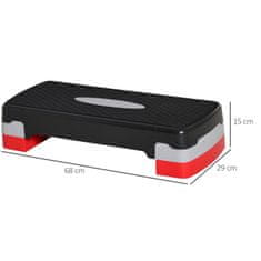 HOMCOM Stepping Board Aerobic Fitness 2-Level Height Adjustable (10/20 Cm), Rotoped Bike Stepper, Black+Grey+Red, 68X28X15Cm 