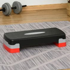 HOMCOM Stepping Board Aerobic Fitness 2-Level Height Adjustable (10/20 Cm), Rotoped Bike Stepper, Black+Grey+Red, 68X28X15Cm 