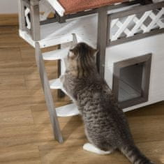 PAWHUT Cat House Jedle Wood House Pro Malá Zvířata S Terasou A Schody, Tepelně Izolovaný, Odolný Vůči Povětrnostním Vlivům, Pro Vnitřní I Venkovní 