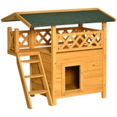 PAWHUT Fir Wood Domek Pro Malá Zvířata Patio Schody Tepelně Izolované Odolné Vůči Povětrnostním Vlivům Příroda Indoor & Outdoor 